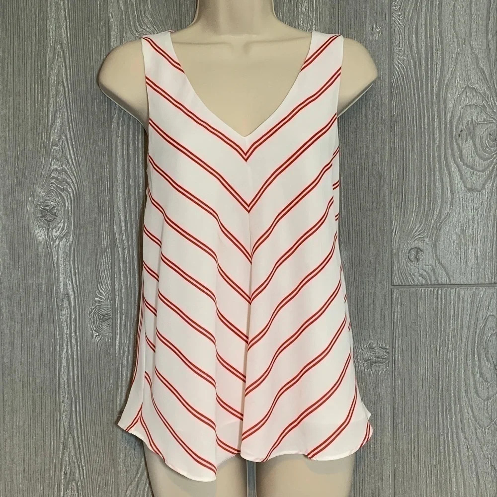 Cynthia Rowley Red & White Striped Tank Blouse S